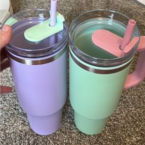 Insulated Tumbler Set with Straw - Purple and Green
